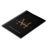Elegant Monogram Black Gold Script Kantoor School Notitieboek (Linkerzijde)