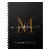 Elegant Monogram Black Gold Script Kantoor School Notitieboek (Voorkant)