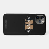 Elegant Monogram Black Gold Script minimal Case-Mate iPhone Case (Achterkant (horizontaal))