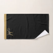 Elegant Monogram Black Gold Script Name Bad Handdoek (Handdoek)