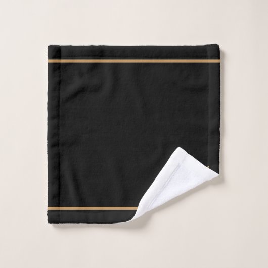 Elegant Monogram Black Gold Script Name Bad Handdoek (Wasdoekje)
