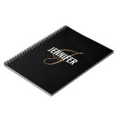 Elegant Monogram Black Gold Script Name Notitieboe Notitieboek (Linkerzijde)