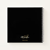 Elegant Monogram Black Gold Script Name Recipe Notitieboek (Achterkant)