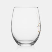 Elegant Monogram Black Gold Script Name Wijnglas Zonder Voet (Rechts)