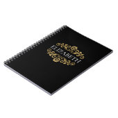 Elegant Monogram Black Gold Spiral Photo Notitiebo Notitieboek (Linkerzijde)
