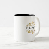 Elegant Monogram Black Gold Two-Tone Coffee Mok (Voorkant rechts)