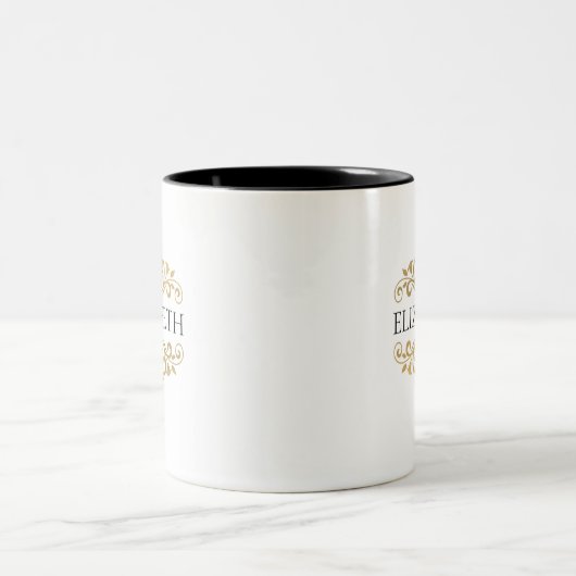 Elegant Monogram Black Gold Two-Tone Coffee Mok (Center)