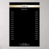 Elegant Monogram Black Goud Prijzenlijst  Poster (Voorkant)
