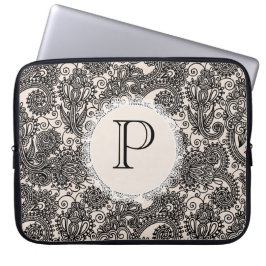 Elegant Monogram Black Lace Designer Laptop Bag Laptop Sleeve