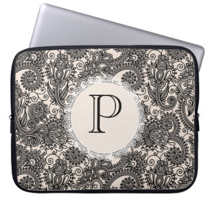 Elegant Monogram Black Lace Designer Laptop Bag Laptop Sleeve