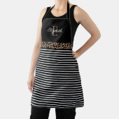 Elegant Monogram black Leopard Animal Print Apron Schort (Insitu)