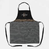 Elegant Monogram black Leopard Animal Print Apron Schort (Voorkant)
