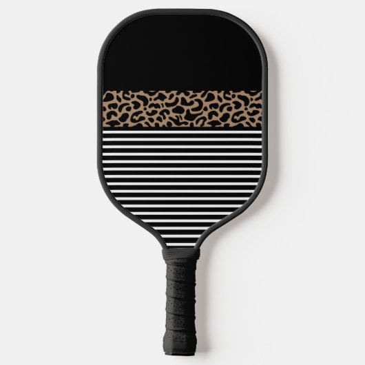 Elegant Monogram Black Leopard Animal Print Pickleball Paddle (Achterkant)