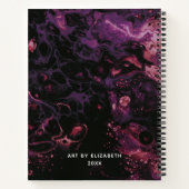 Elegant Monogram Black Paars Marble Sketchbook Notitieboek (Achterkant)