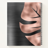 Elegant Monogram Black Roos Gold Leaf Notitieboek (Achterkant)