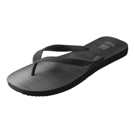 Elegant Monogram Black Teenslippers (Schuin)