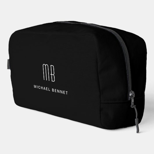 Elegant Monogram Black Toilettasje (Rechterhoek)