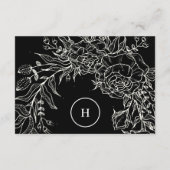 Elegant Monogram Black Tuxedo Wreath Wedding RSVP Kaartje (Achterkant)