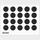 Elegant Monogram Black Wedding Envelope Seals Ronde Sticker (Vel)