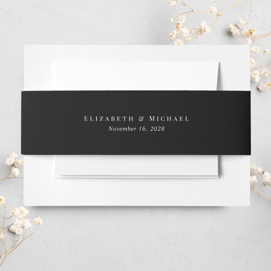 Elegant Monogram Black Wedding Uitnodigingen Wikkel