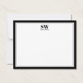 Elegant Monogram Black White Border Minimalist Notitiekaartje