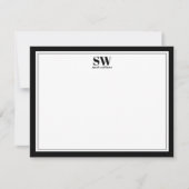 Elegant Monogram Black White Border Minimalist Notitiekaartje (Voorkant)