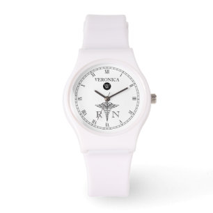 Elegant Monogram Black White Face Nurse Watch Horloge