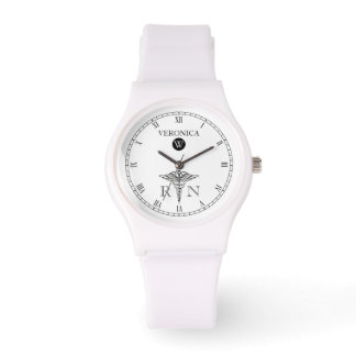 Elegant Monogram Black|White Face Nurse Watch Horloge