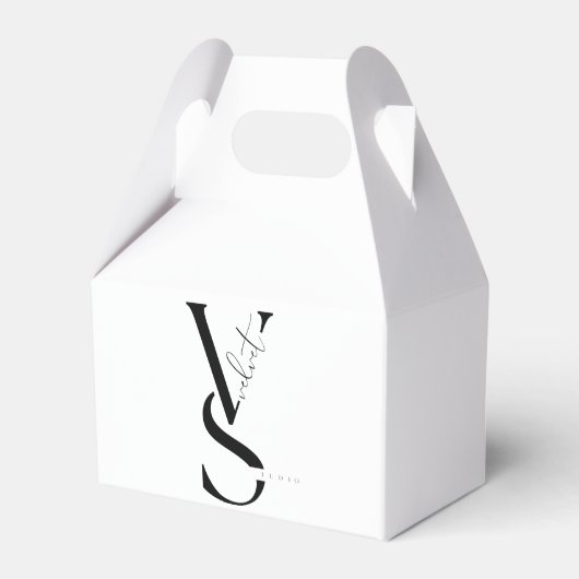 Elegant Monogram Black & White Favor Box Bedankdoosjes (Achterkant)