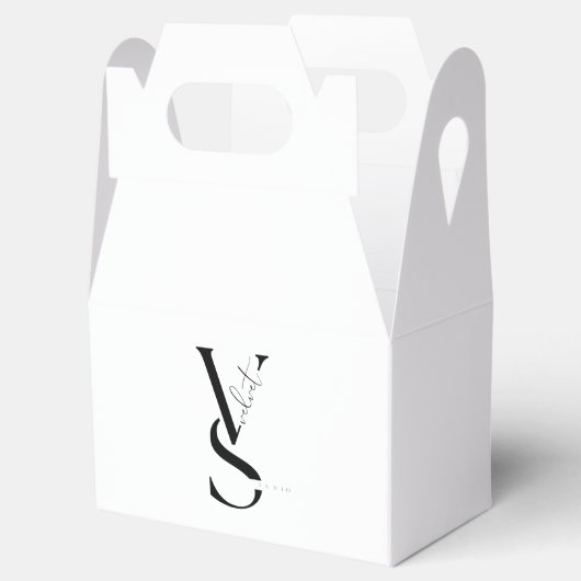 Elegant Monogram Black & White Favor Box Bedankdoosjes (Geopend)