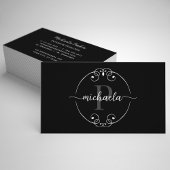 Elegant Monogram Black White Interior Designer Visitekaartje
