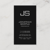 Elegant Monogram Black White Minimalist Plain Visitekaartje (Voorkant)