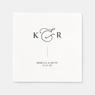 Elegant Monogram Black White Persoonlijk huwelijk Servet