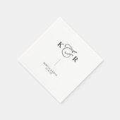 Elegant Monogram Black White Persoonlijk huwelijk Servet (Hoek)
