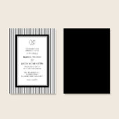 Elegant Monogram Black & White Striped Wedding Kaart