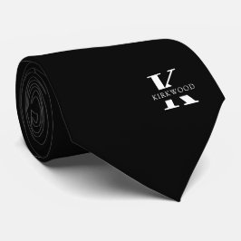 Elegant Monogram | Black White Stropdas