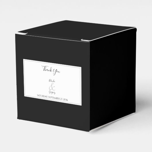 Elegant Monogram Black & White Wedding Bedankdoosjes (Voorkant Zijde)