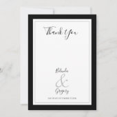 Elegant Monogram Black & White Wedding Bedankkaart (Voorkant)
