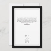 Elegant Monogram Black & White Wedding Bedankkaart (Achterkant)