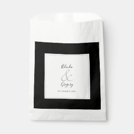 Elegant Monogram Black & White Wedding Bedankzakje
