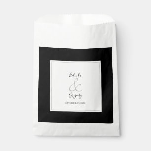 Elegant Monogram Black & White Wedding Bedankzakje