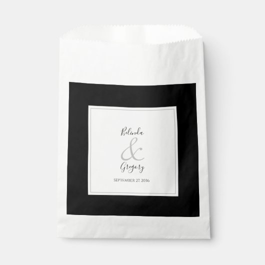 Elegant Monogram Black & White Wedding Bedankzakje (Voorkant)