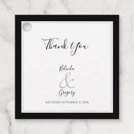 Elegant Monogram Black & White Wedding Gift Bedankjes Labels