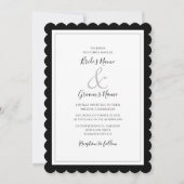 Elegant Monogram Black & White Wedding Invitation Kaart (Voorkant)