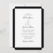 Elegant Monogram Black & White Wedding Invitation Kaart (Voorkant)