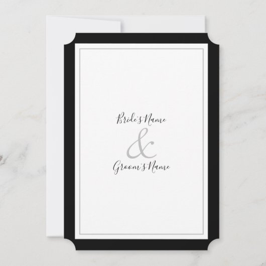 Elegant Monogram Black & White Wedding Invitation Kaart (Achterkant)