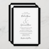 Elegant Monogram Black & White Wedding Invitation Kaart (Voorkant / Achterkant)