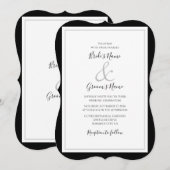 Elegant Monogram Black & White Wedding Kaart (Voorkant / Achterkant)