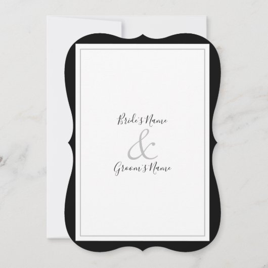 Elegant Monogram Black & White Wedding Kaart (Achterkant)