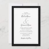 Elegant Monogram Black & White Wedding Kaart (Voorkant)